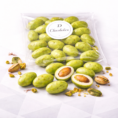 Green candy-coated almonds and treats