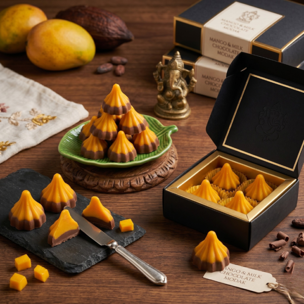 Mango+ milk chocolate Modak (2)