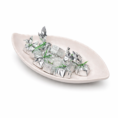 Pale pink dish with silver candies